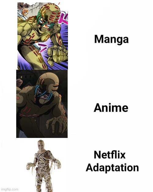 How many times do I have to tell people Secco is NOT a mummy | image tagged in manga anime netflix adaption | made w/ Imgflip meme maker