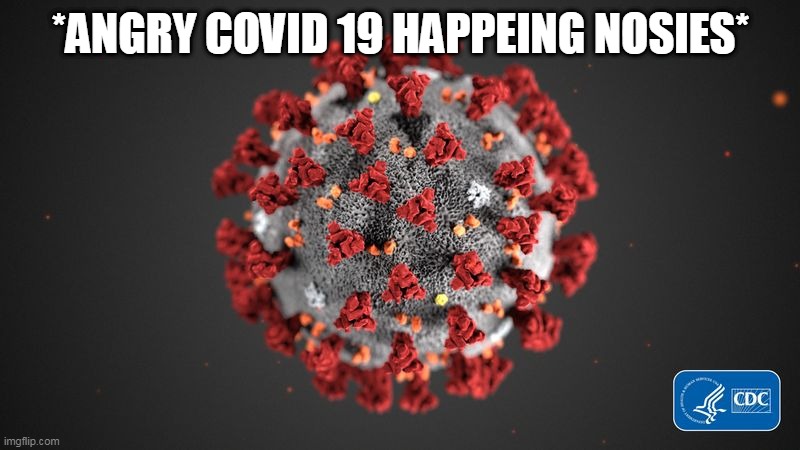 Covid 19 | *ANGRY COVID 19 HAPPEING NOSIES* | image tagged in covid 19 | made w/ Imgflip meme maker