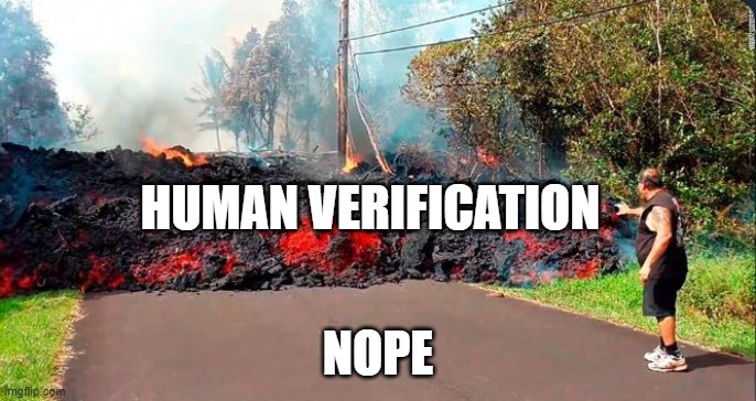 Lava Blocker | HUMAN VERIFICATION NOPE | image tagged in lava blocker | made w/ Imgflip meme maker