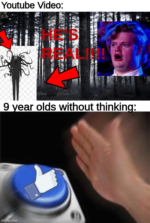 push da button | Youtube Video:; 9 year olds without thinking: | image tagged in memes,blank nut button | made w/ Imgflip meme maker