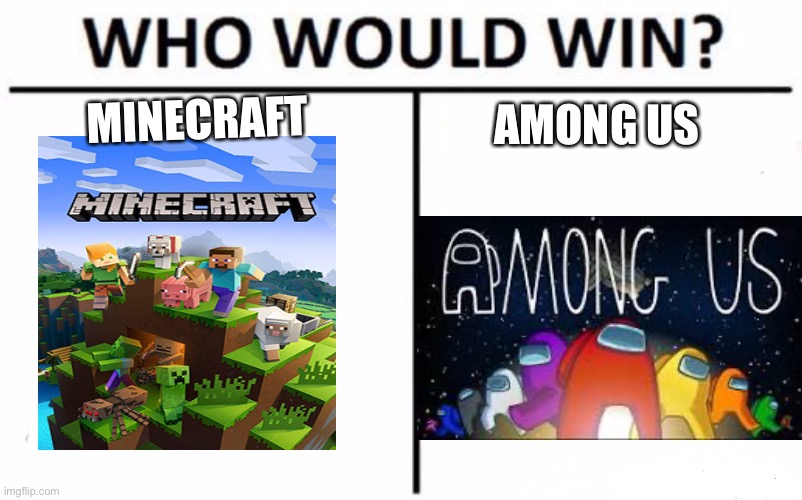Who | MINECRAFT; AMONG US | image tagged in memes,who would win | made w/ Imgflip meme maker