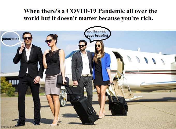 No Plandemic for Us | image tagged in rich,covid-19,covid19,arrogant rich man | made w/ Imgflip meme maker