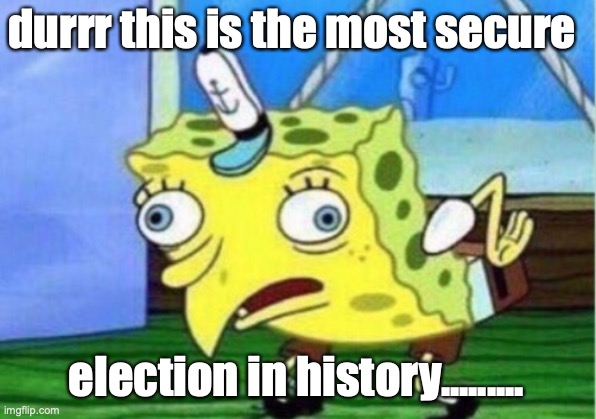 durrr this is the most secure election in history......... | image tagged in memes,mocking spongebob | made w/ Imgflip meme maker