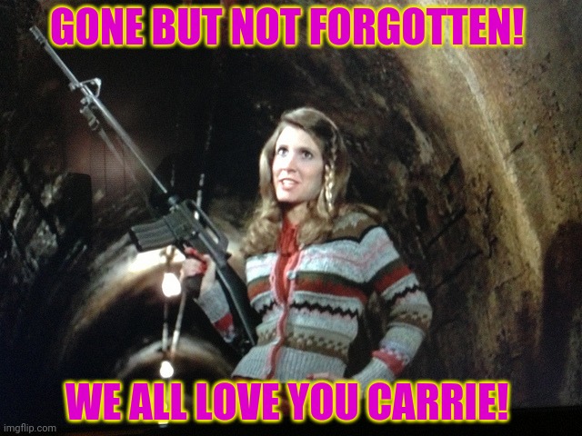 Carrie Fisher | GONE BUT NOT FORGOTTEN! WE ALL LOVE YOU CARRIE! | image tagged in carrie fisher | made w/ Imgflip meme maker