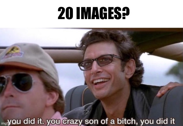 you crazy son of a bitch, you did it | 20 IMAGES? | image tagged in you crazy son of a bitch you did it | made w/ Imgflip meme maker