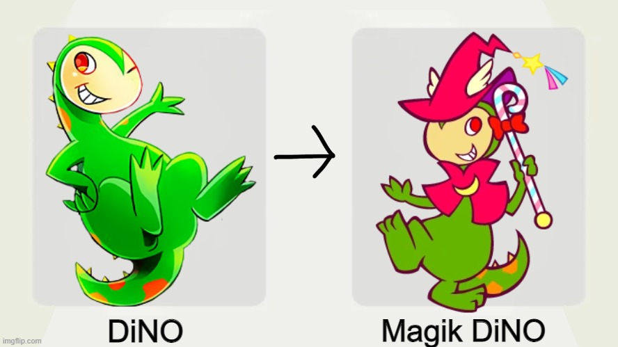 smash bros spirit enhancement line | DiNO; Magik DiNO | image tagged in smash bros spirit enhancement line | made w/ Imgflip meme maker