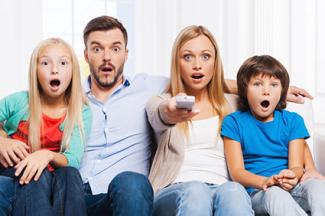 Family watching tv Blank Meme Template