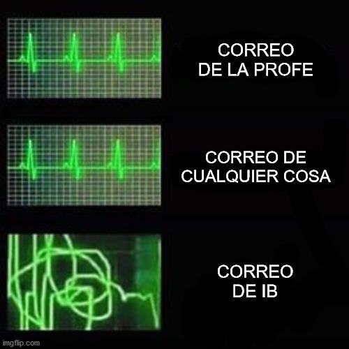 Nervous every time | CORREO DE LA PROFE; CORREO DE CUALQUIER COSA; CORREO DE IB | image tagged in heartbeat rate | made w/ Imgflip meme maker