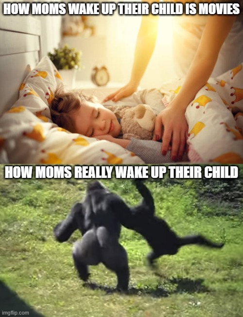 free cheetos | HOW MOMS WAKE UP THEIR CHILD IS MOVIES; HOW MOMS REALLY WAKE UP THEIR CHILD | image tagged in memes,distracted boyfriend | made w/ Imgflip meme maker