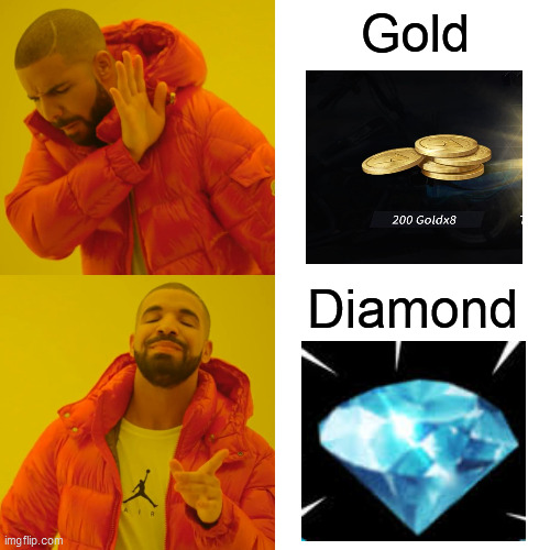 SAna sanaan | Gold; Diamond | image tagged in memes,drake hotline bling | made w/ Imgflip meme maker