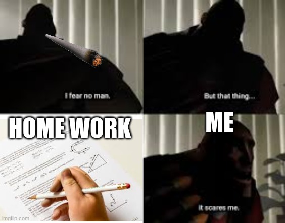 home work be like | ME; HOME WORK | image tagged in homework | made w/ Imgflip meme maker