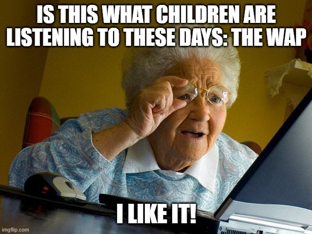 Grandma Finds The Internet | IS THIS WHAT CHILDREN ARE LISTENING TO THESE DAYS: THE WAP; I LIKE IT! | image tagged in memes,grandma finds the internet | made w/ Imgflip meme maker