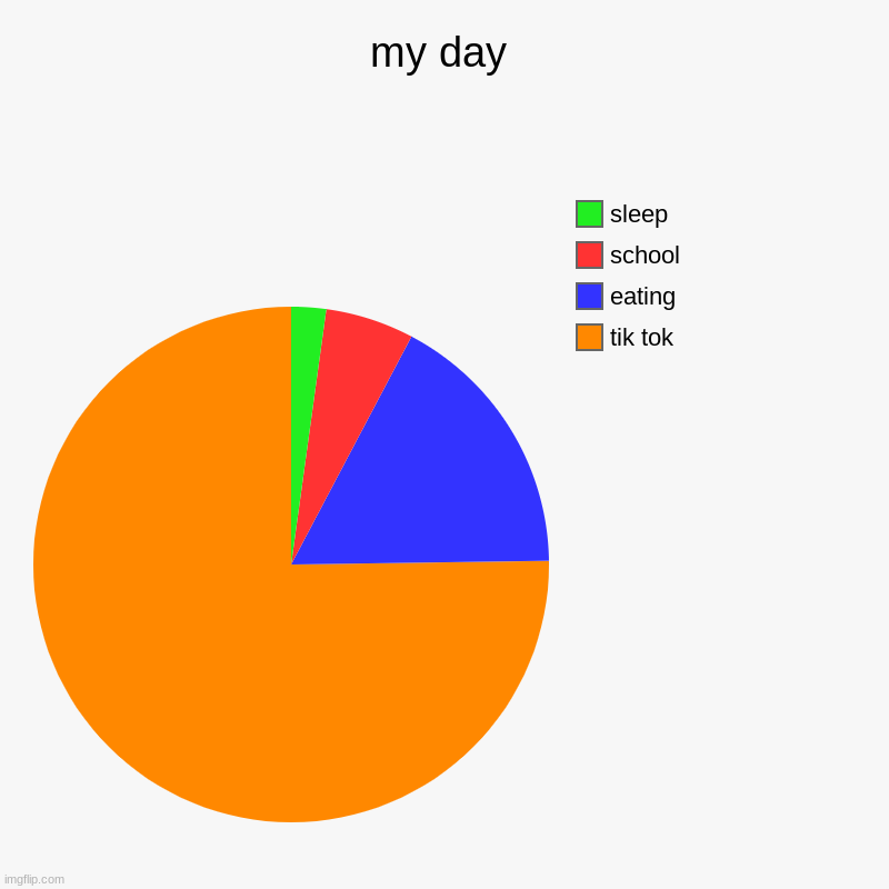 my day | tik tok, eating, school, sleep | image tagged in charts,pie charts | made w/ Imgflip chart maker