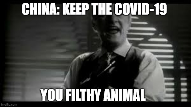 filthy animal home alone | CHINA: KEEP THE COVID-19; YOU FILTHY ANIMAL | image tagged in filthy animal home alone | made w/ Imgflip meme maker
