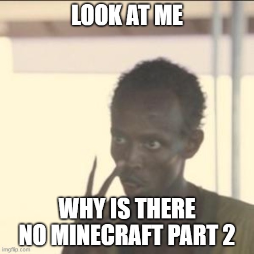 Look At Me Meme | LOOK AT ME; WHY IS THERE NO MINECRAFT PART 2 | image tagged in memes,look at me | made w/ Imgflip meme maker