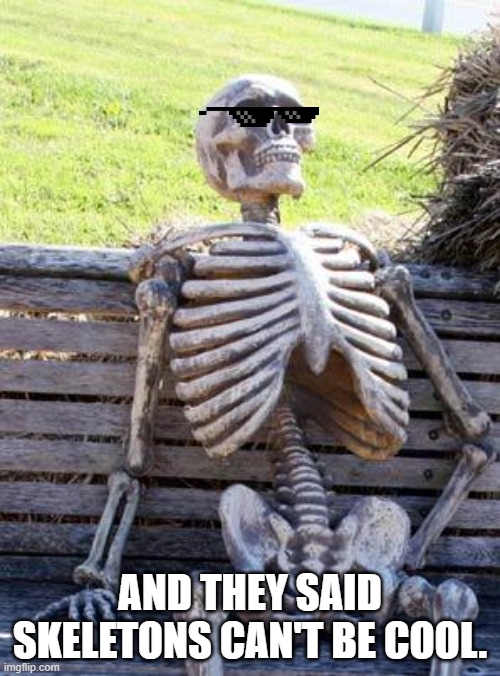 Spooky Scary Skeleton | AND THEY SAID SKELETONS CAN'T BE COOL. | image tagged in memes,waiting skeleton | made w/ Imgflip meme maker