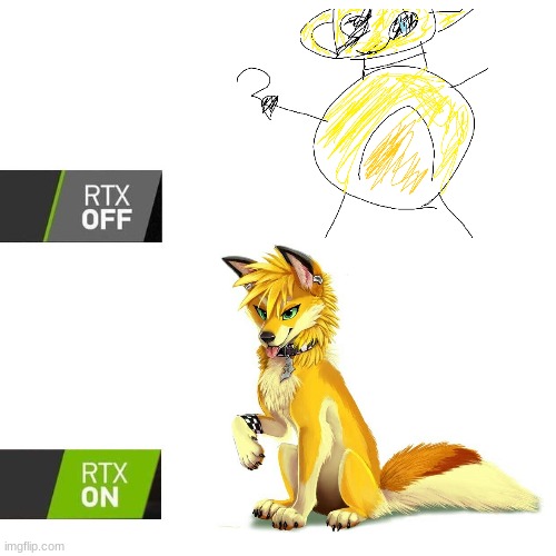 idk somthing | image tagged in rtx,golden foxy | made w/ Imgflip meme maker