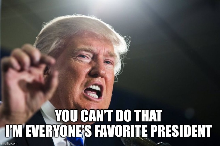 donald trump | YOU CAN’T DO THAT 
I’M EVERYONE’S FAVORITE PRESIDENT | image tagged in donald trump | made w/ Imgflip meme maker