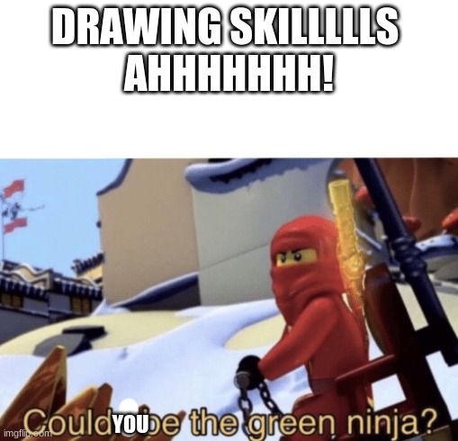 Could I Be The Green Ninja? | DRAWING SKILLLLLS 
AHHHHHHH! YOU | image tagged in could i be the green ninja | made w/ Imgflip meme maker