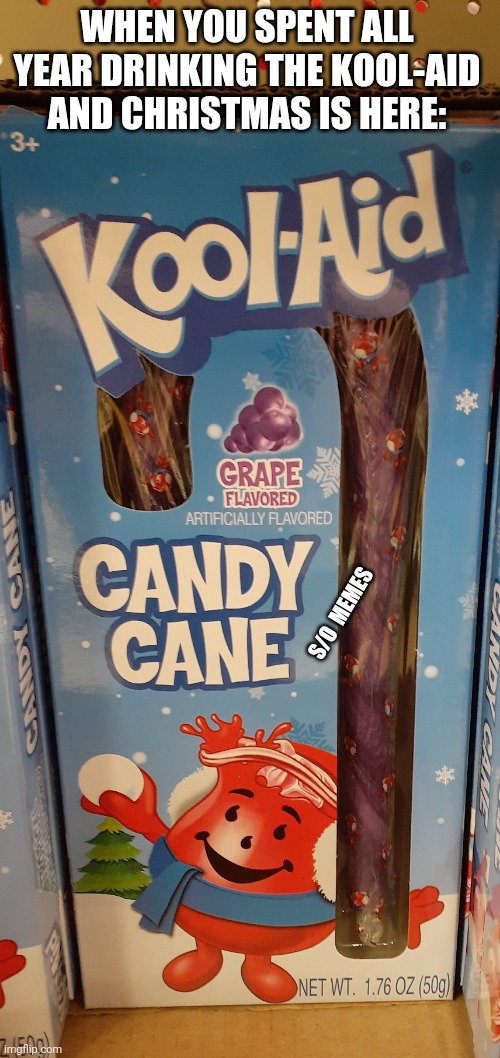 Kool-Aid | WHEN YOU SPENT ALL YEAR DRINKING THE KOOL-AID AND CHRISTMAS IS HERE:; S/O  MEMES | image tagged in kool aid | made w/ Imgflip meme maker