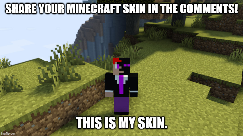 share your minecraft skin! | SHARE YOUR MINECRAFT SKIN IN THE COMMENTS! THIS IS MY SKIN. | image tagged in minecraft | made w/ Imgflip meme maker