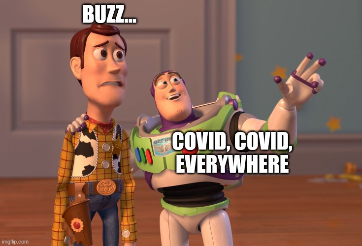 X, X Everywhere | BUZZ... COVID, COVID, EVERYWHERE | image tagged in memes,x x everywhere | made w/ Imgflip meme maker