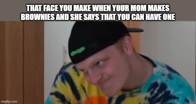 hahahahahahahahahaha shit | THAT FACE YOU MAKE WHEN YOUR MOM MAKES BROWNIES AND SHE SAYS THAT YOU CAN HAVE ONE | image tagged in hahahahahaha soo not funny | made w/ Imgflip meme maker