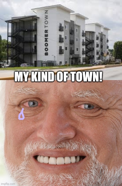 Welcome boomers | MY KIND OF TOWN! | image tagged in hide the pain harold | made w/ Imgflip meme maker