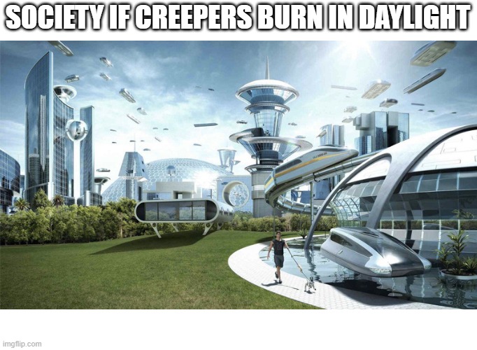 The future world if | SOCIETY IF CREEPERS BURN IN DAYLIGHT | image tagged in the future world if | made w/ Imgflip meme maker