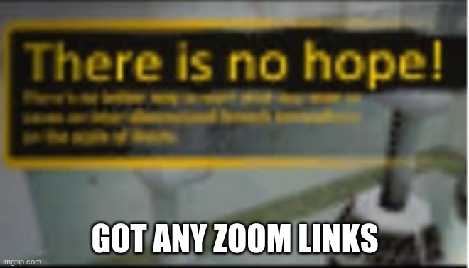 there is no hope! | GOT ANY ZOOM LINKS | image tagged in there is no hope | made w/ Imgflip meme maker