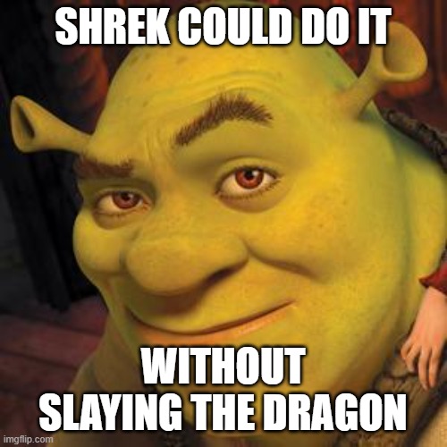 Shrek Sexy Face | SHREK COULD DO IT WITHOUT SLAYING THE DRAGON | image tagged in shrek sexy face | made w/ Imgflip meme maker