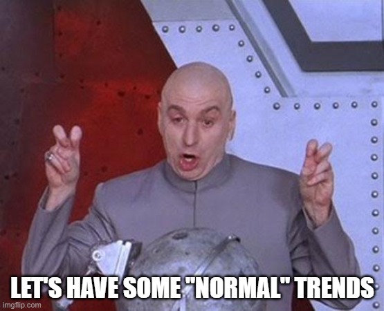 Dr Evil Laser | LET'S HAVE SOME "NORMAL" TRENDS | image tagged in memes,dr evil laser | made w/ Imgflip meme maker