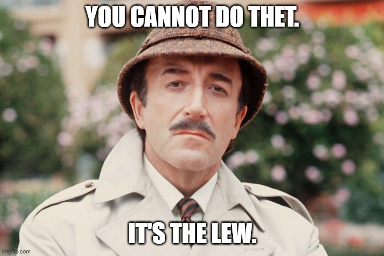 Pink Panther It's the law | YOU CANNOT DO THET. IT'S THE LEW. | image tagged in pink panther,it's the law | made w/ Imgflip meme maker