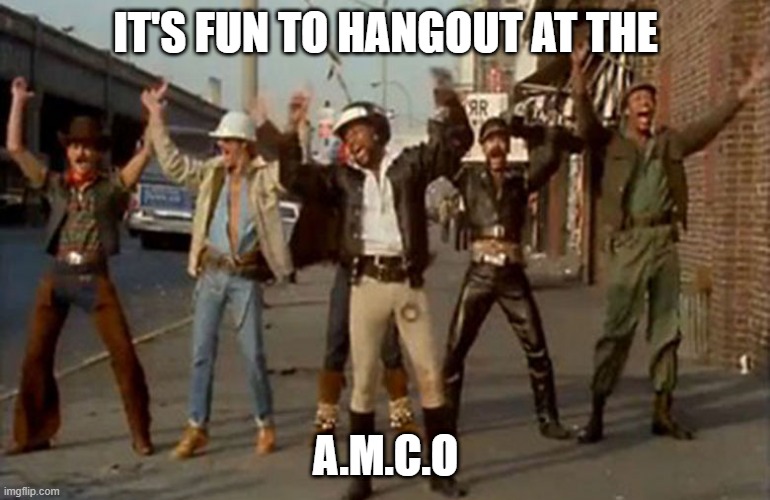 Anthony Moose Company Organization | IT'S FUN TO HANGOUT AT THE; A.M.C.O | image tagged in ymca | made w/ Imgflip meme maker