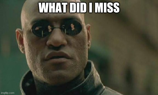 i was gone for most of today | WHAT DID I MISS | image tagged in memes,matrix morpheus | made w/ Imgflip meme maker