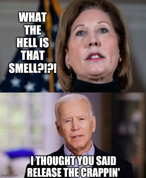 WHAT THE HELL IS THAT SMELL?!?! I THOUGHT YOU SAID RELEASE THE CRAPPIN' | image tagged in joe biden 2020 | made w/ Imgflip meme maker