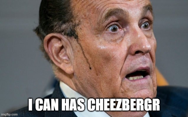 Guiliani Hair Dye | I CAN HAS CHEEZBERGR | image tagged in guiliani hair dye | made w/ Imgflip meme maker