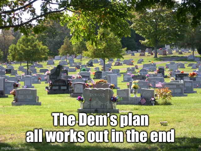 cemetery | The Dem’s plan all works out in the end | image tagged in cemetery | made w/ Imgflip meme maker