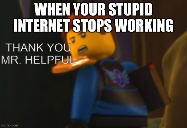 when your stupid internet stops working | WHEN YOUR STUPID INTERNET STOPS WORKING | image tagged in thank you mr helpful | made w/ Imgflip meme maker