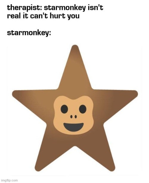 Cursed "star/monkey" emoji mashup | image tagged in cursed image,cursed,emoji,monkey,therapist,memes | made w/ Imgflip meme maker
