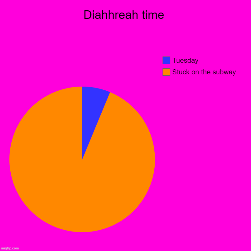Diahhreah time | Stuck on the subway, Tuesday | image tagged in charts,pie charts | made w/ Imgflip chart maker