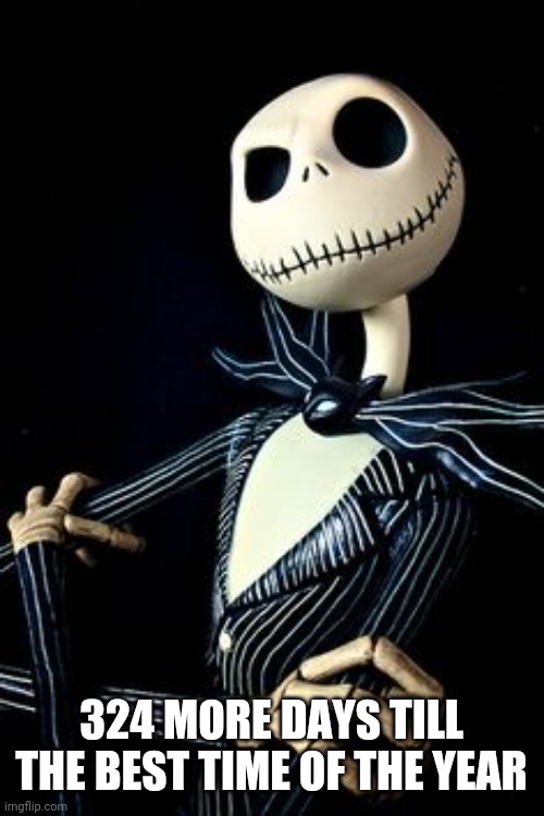 Jack Skellington | 324 MORE DAYS TILL THE BEST TIME OF THE YEAR | image tagged in jack skellington | made w/ Imgflip meme maker