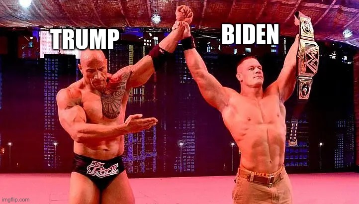If the election was done WWE style | TRUMP; BIDEN | image tagged in joe biden,donald trump,defeat,wwe,election,funny | made w/ Imgflip meme maker