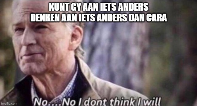 no i don't think i will | KUNT GY AAN IETS ANDERS DENKEN AAN IETS ANDERS DAN CARA | image tagged in no i don't think i will | made w/ Imgflip meme maker