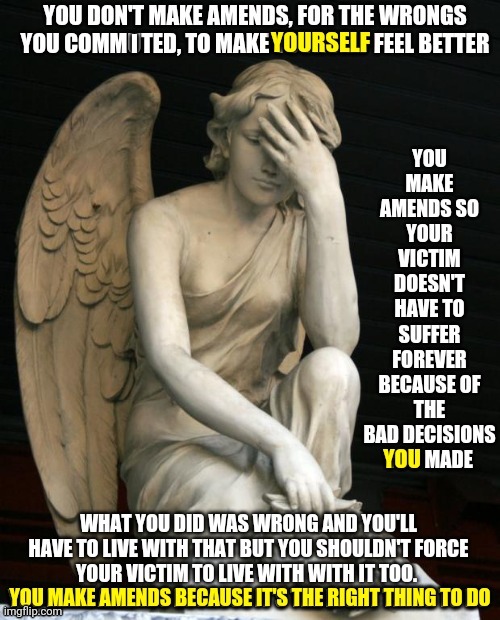 Own Your Bad Decisions.  Guaranteed Nobody Thinks You're Perfect Anyway | I | image tagged in memes,harm none,criminals,do unto others,what's wrong with you,do the right thing | made w/ Imgflip meme maker