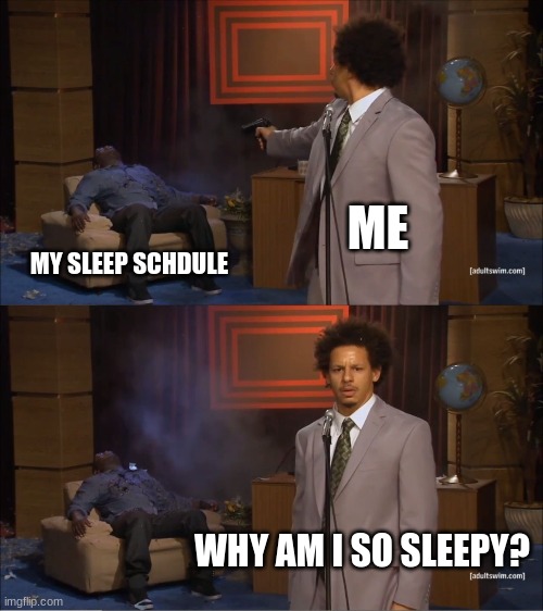 ... | ME; MY SLEEP SCHDULE; WHY AM I SO SLEEPY? | image tagged in memes,who killed hannibal | made w/ Imgflip meme maker