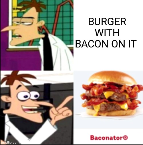 Baconator | BURGER WITH BACON ON IT | image tagged in baconator | made w/ Imgflip meme maker