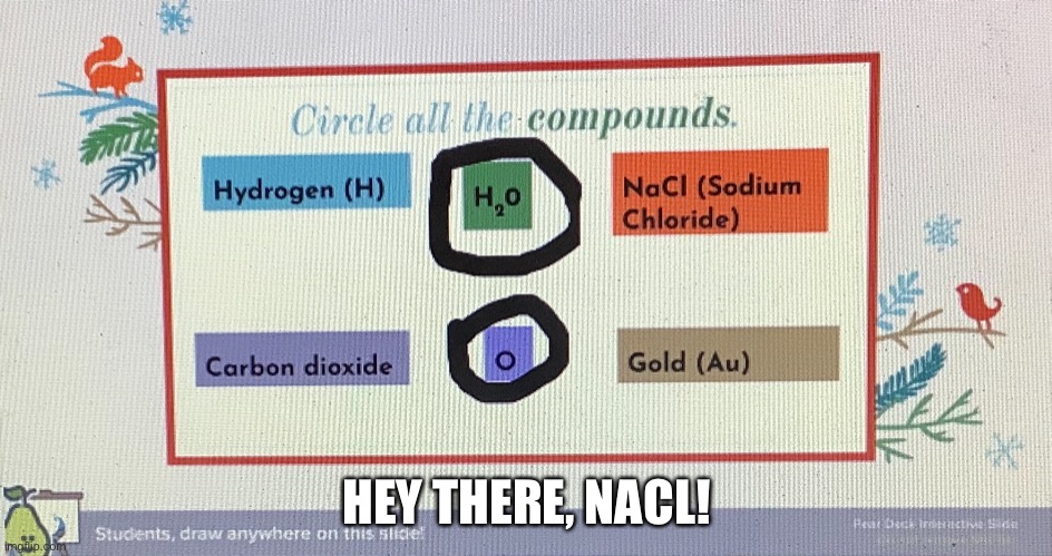 HEY THERE, NACL! | image tagged in nacl,salt,peardeck | made w/ Imgflip meme maker