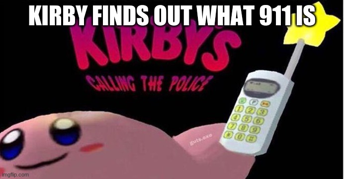 Kirby's calling the Police | KIRBY FINDS OUT WHAT 911 IS | image tagged in kirby's calling the police | made w/ Imgflip meme maker