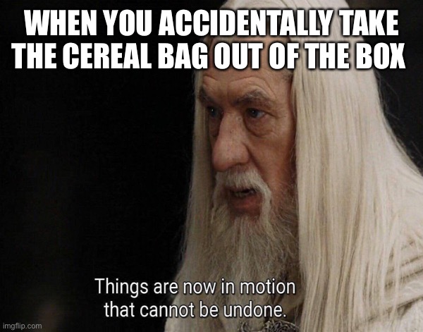 So horribly true | WHEN YOU ACCIDENTALLY TAKE THE CEREAL BAG OUT OF THE BOX | image tagged in funny | made w/ Imgflip meme maker
